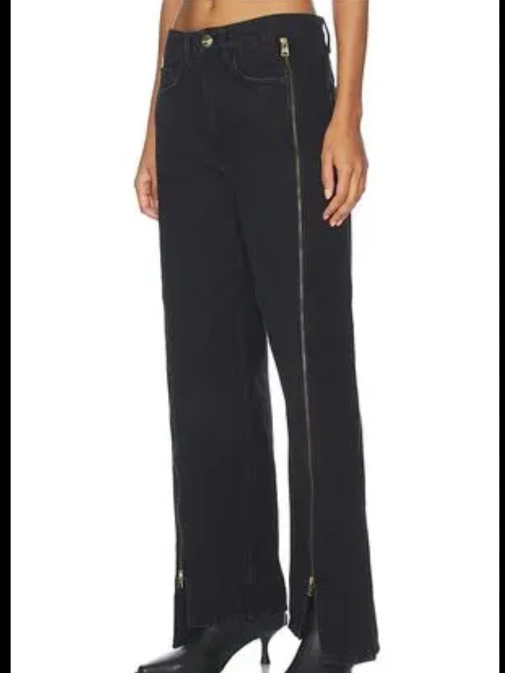 NWT! Allsaints Frankie Washed Black Baggy Wide Leg Zip Jeans 32 Relaxed
